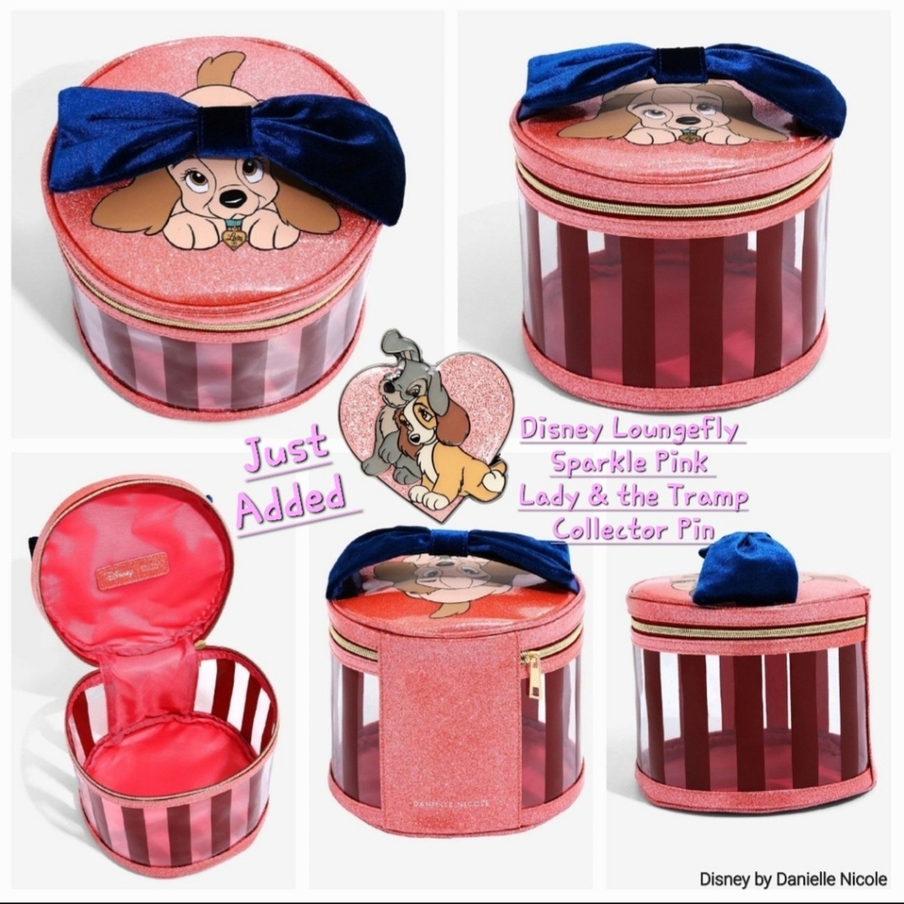 Disney Danielle Nicole Lady & the Tramp Cosmetic Bag & Loungefly Collector Pin
